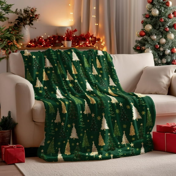 Christmas Flannel Blanket Throw, Christmas Red Tree Soft Fuzzy Plush Cozy Fleece Blankets for Couch Sofa Bed Lounging, Ideal Gifts for Kids Adults Wife Self, 50x60