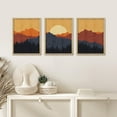 thumbnail image 3 of PixonSign Framed Canvas Print Wall Art Set - Sunset Silhouettes Mountain and Forest Posters - Set of 3 Geometric Abstract Nature Landscape Prints Retro Wall Décor for Living Room - 8"x10" Natural, 3 of 5