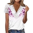 thumbnail image 3 of TaTaai Women‘s Loose Fit Floral Print Pullover Blouse, V Neck Short Sleeve Casual Top for Spring Summer Everyday Wear, Lightweight Comfortable Knit Shirt Gift, 3 of 5