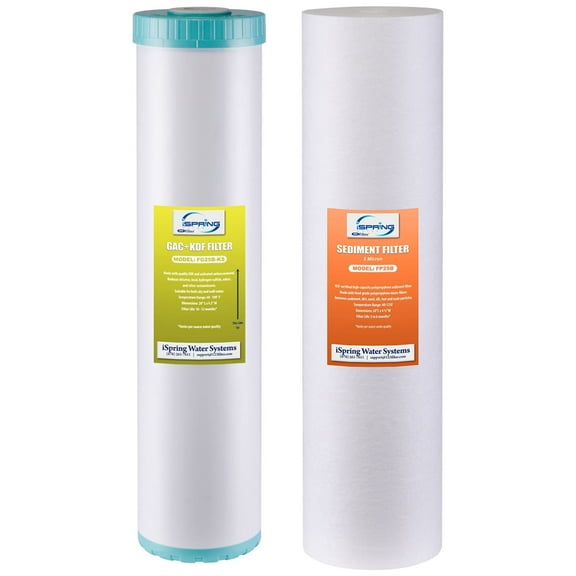 iSpring F2WGB22BKS 4.5” x 20” 2-Stage Whole House Water Filter Replacement Pack, Reduces Sediments, Heavy Metals, Chlorine, PFAS, Hydrogen Sulfide, Chloramine, Fits WGB22B-KS