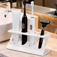 thumbnail image 1 of Estante para baño con diseño de 4 orificios para cepillos de dientes, pasta dental, rastrillos y utensilios, organizador de plástico impermeable para encimera, negro o blanco., 1 of 6