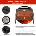 thumbnail image 6 of Portable BBQ Charcoal Grill with Thermometer & Wooden Handle, ompact Tabletop Barbecue Grill for Outdoor Camping, Picnic, Backyard Party Cooking, Black, 6 of 8