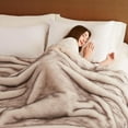 thumbnail image 5 of Faux Fur Throw Blanket: 60''x 80'' Luxury Fluffy Plush Thick Faux Fur Blanket for Bed Couch Sofa - Cozy Soft Fuzzy Blankets for Women Man: Minky Couture Decoration Blanket (Taupe Brown), 5 of 17