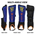 thumbnail image 2 of Vizari Espinilleras de Fútbol Blaze para Niños y Niñas / Espinilleras Juveniles con Protección para el Tobillo y Diseño de Llamas - Azul, XS, 2 of 9