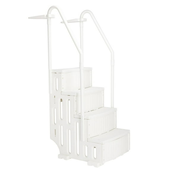IVV 4 Step Safety Pool Ladder - Heavy-Duty w/ 400lbs Load Capacity, Stair Entry System with Handrails, 33.7" x 27" x 77.9", White