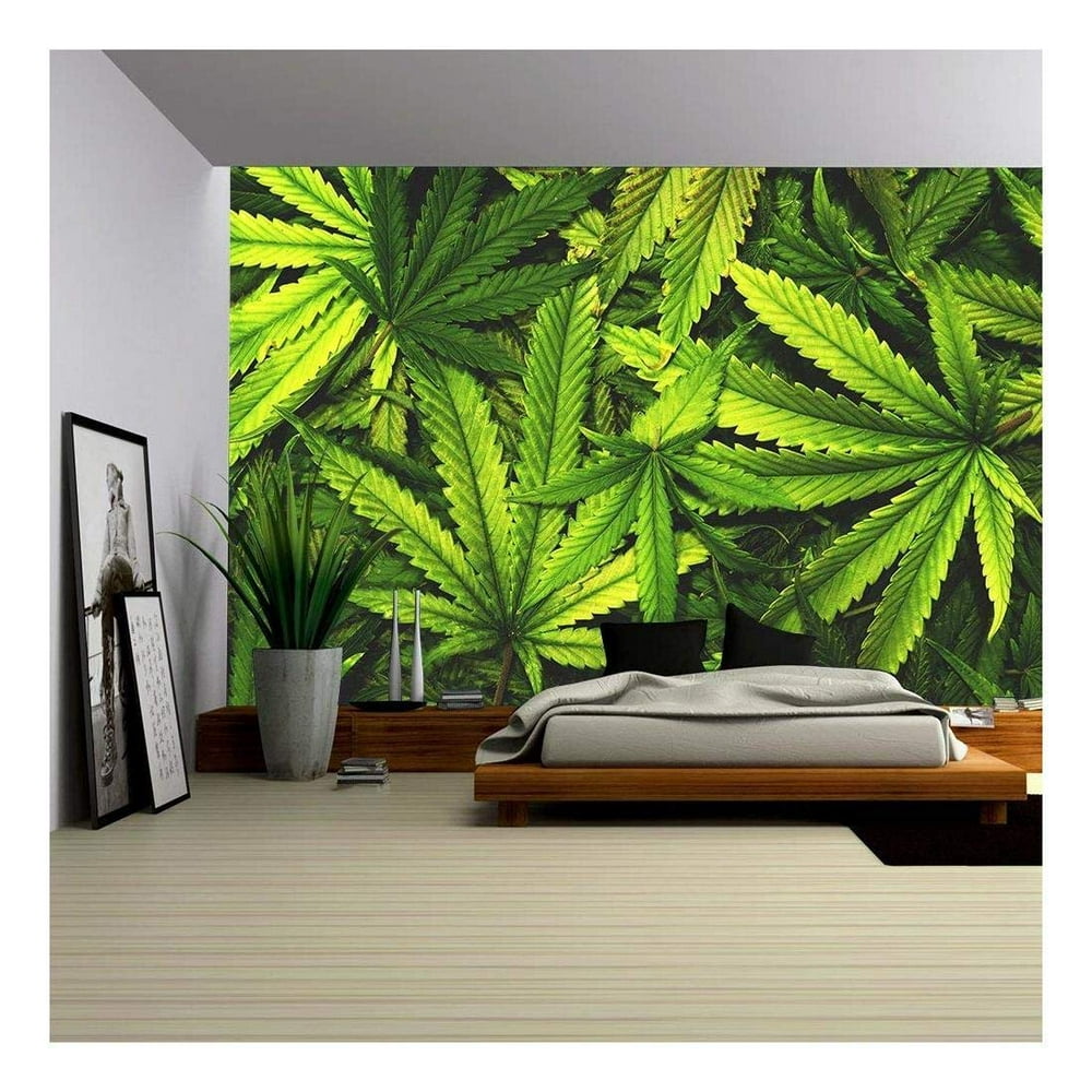 Wall26 Green Leaf Peel and Stick Large Wallpaper - 66x96 inches