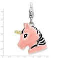 thumbnail image 2 of Sterling Silver 3-d Enameled Unicorn Head With Lobster Clasp Charm - Measures 36x17mm Wide, 2 of 2