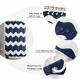 thumbnail image 3 of Navy Blue Shower Curtain, 72" x 72", Wavy Stripes Waterproof Bathroom Curtain Washable Shower Curtain Set with 12 Hooks, 3 of 6