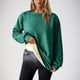 thumbnail image 3 of Qucoqpe - Camiseta de manga larga con cuello redondo para mujer, sudadera cálida de invierno con forro polar, blusa informal de color liso, blusa verde 5XL, 3 of 8