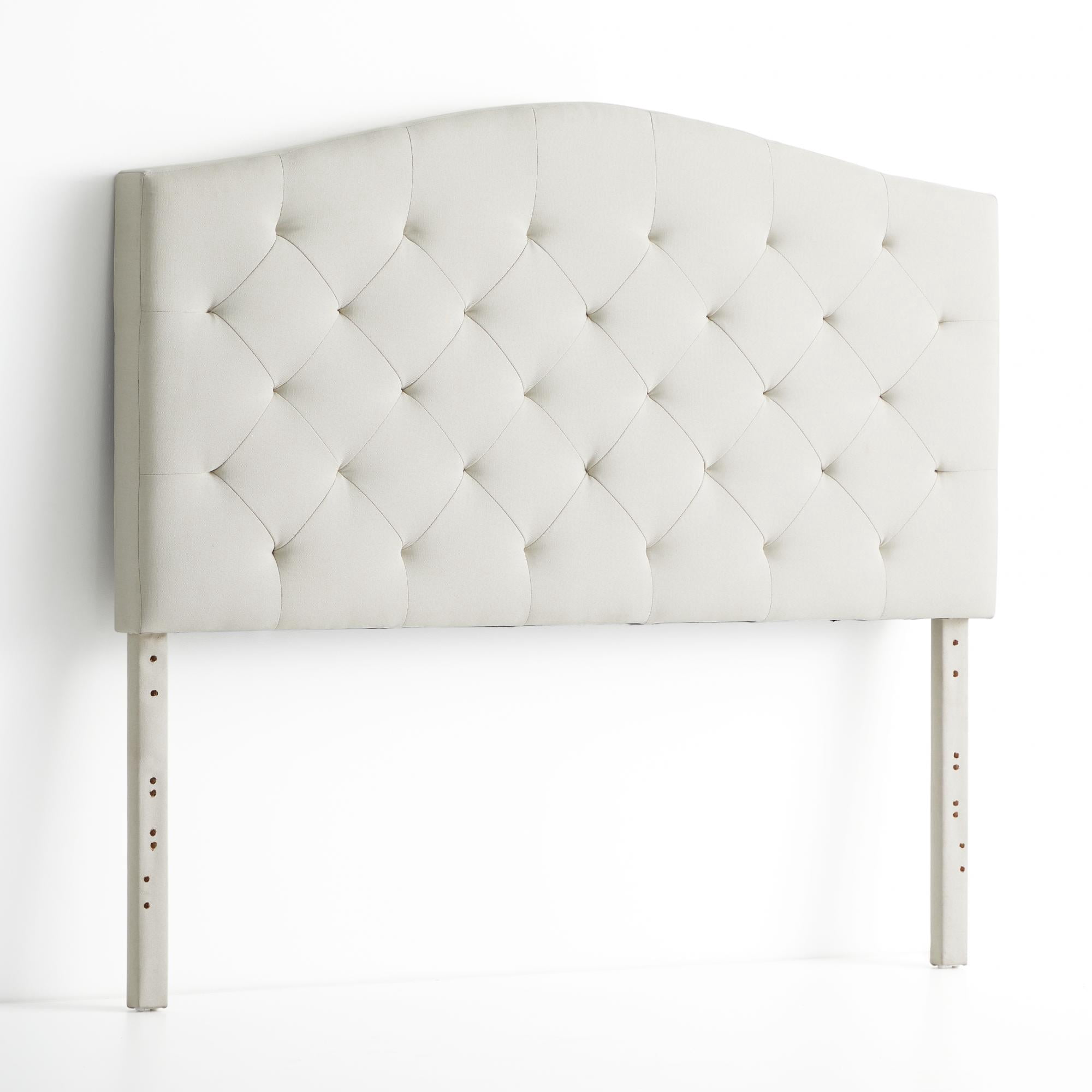 Rest Haven Hillboro Curved Edge Upholstered Headboard, Queen, Cream