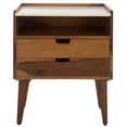 thumbnail image 2 of Safavieh Alexi Modern Wood and Marble Night Stands, White Marble/Brown, 2 of 6