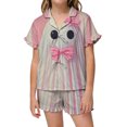 thumbnail image 3 of MEZZALL Girls Halloween Pajama Sets With Sleepwear Two Piece Cozy Short Sleeve Lapel Button Shirts Blouse Tops With Shorts For Toddler Kids Nightwear, 3 of 6
