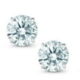 thumbnail image 2 of Gem Stone King 10K White Gold White Zirconia Stud Earrings for Women Men (2.56 Cttw, Gemstone Birthstone, Round 7MM), 2 of 5