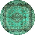 thumbnail image 1 of Ahgly Company Machine Washable Indoor Round Persian Turquoise Blue Traditional Area Rugs, 5' Round, 1 of 4