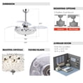 thumbnail image 6 of Parrot Uncle 42 inch Crystal Ceiling Fan with Remote Control Retractable 3-Blades Contemporary Chandelier Fan 6-Light, Chrome, 6 of 14