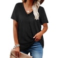 thumbnail image 1 of Camisetas de mujer con cuello en V de manga corta de verano Tops sueltos Xemadio WRHS-160-4, 1 of 5