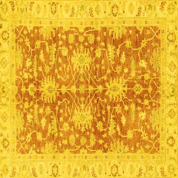 Ahgly Company Indoor Square Abstract Yellow Modern Area Rugs, 3' Square
