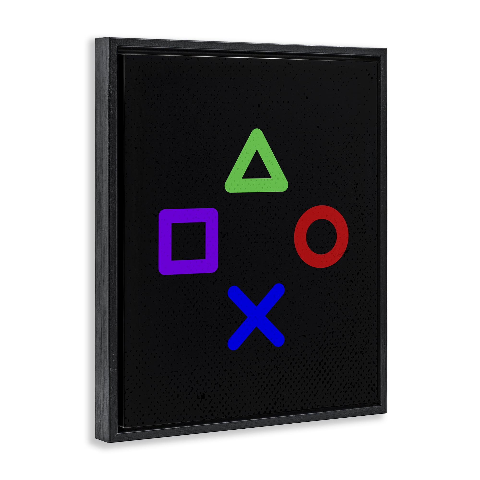 Game Button Shapes Black Framed Floater Canvas Wall Art, design by Kim Allen