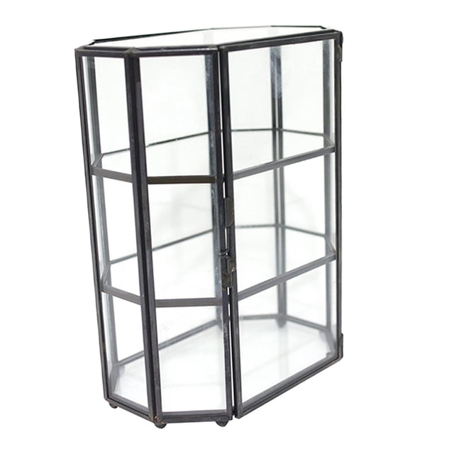 Joyero de cristal, decoración del hogar, regalos de Navidad, caja de recuerdos de cristal Vintage, organizador de exhibición de joyería para anillos y negro