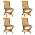 thumbnail image 1 of vidaXL Garden Chairs with Grey Cushions 4 pcs Solid Teak Wood, 1 of 12