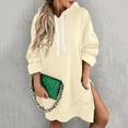 thumbnail image 4 of Telankuip The Warmy Oversized Hoodie Dress Women's Casual Long Sleeve Drawstring Pullover Sweatshirts Solid Color Split Hem Long Hooded Tops with Pocket Light Yellow S, 4 of 7