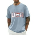 thumbnail image 2 of Xysaqa USA Letter Printed T-Shirt Men's Patriotic T-Shirt American Flag Graphic Tee Men Big & Tall Workout Shirt Gym Bodybuilding Short Sleeve Sports Shirts Tops 2X 3X 4X Clearance, 2 of 5