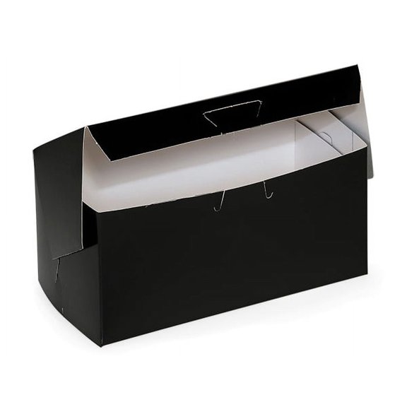 Pack of 100, 8 x 4 x 4" Black Licorice Bakery Boxes 1-Piece Lock Corner Box for Cakes, Pies, Cupcakes