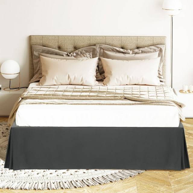 PiccoCasa Bed Skirt Double Brushed Microfiber with Dust Ruffle, Twin Dark Gray
