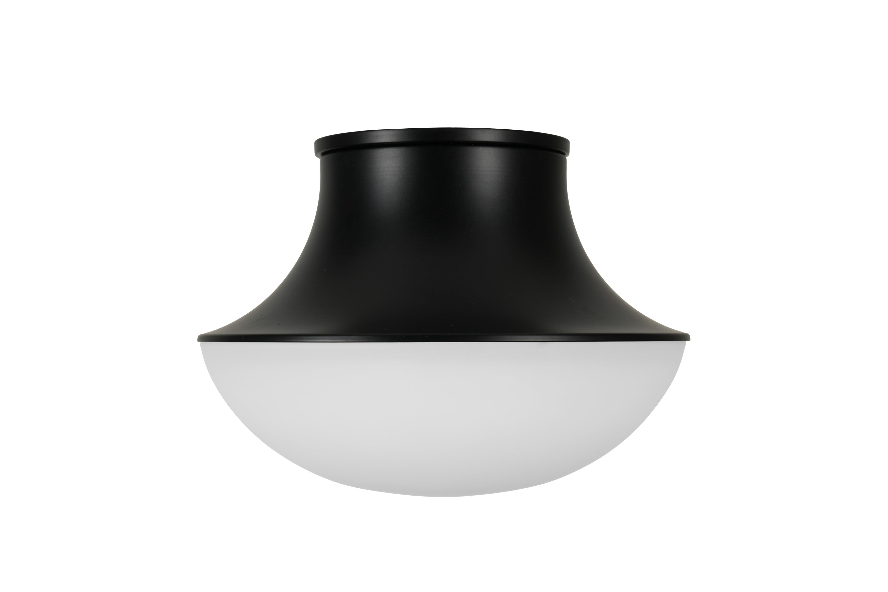 Kenroy Home Chelsea 7'' Flush Mount Ceiling Light Fixture with White Glass Bowl Shade for Entryway, Hallway, Closet, or Bedroom, Black