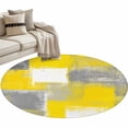 thumbnail image 2 of Yellow Grey Round Area Rug 3.3 FT, Non Slip Small Entryway Kitchen Mat, Rustic Mottled Oil Painting Abstract Texture Washable Soft Circular Rug Non-Shedding Door Mat for Bathroom Playroom Kids Room, 2 of 9