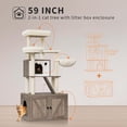 thumbnail image 2 of 59" Cat Tree with Hidden Litter Box Enclosure, 2-In-1 Modern Cat Tower Condo with Hammock Sisal Scratching Posts Plush Perch, 2 of 8