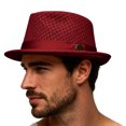 thumbnail image 2 of Lispipm Summer Mesh Pork Pie Hat for Men Women Roll Brim Retro Party Cap Travel Beach Sun Hats Classic Outdoor Breathable Caps Red, 2 of 4