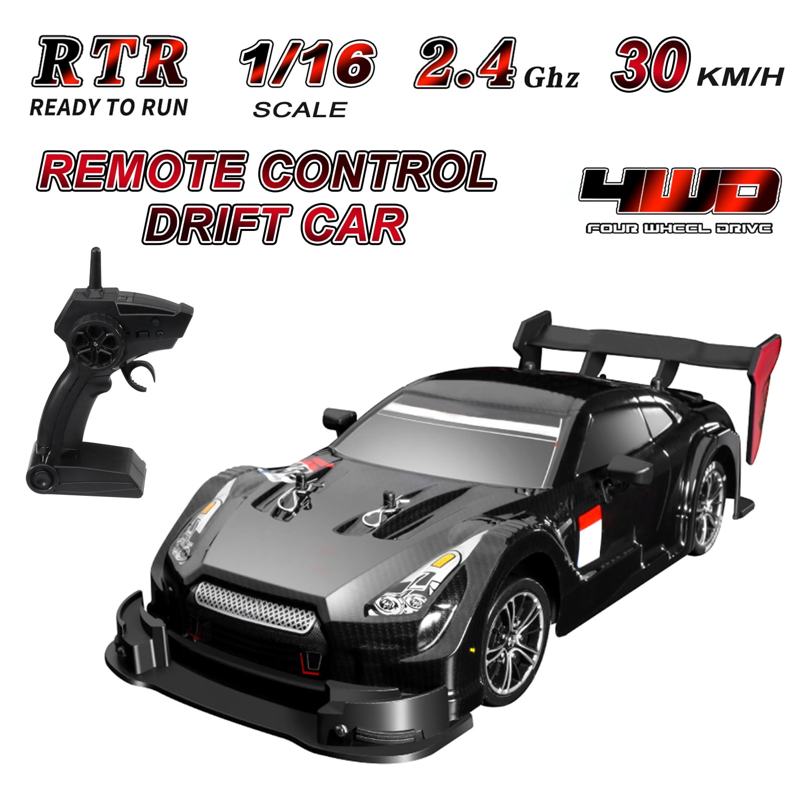 Pinnaco 1/16 RC Drift Car 2.4GHz 4WD High Speed Racing Vehicle 30km/h Drift Wheels Remote Control