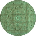 thumbnail image 1 of Ahgly Company Indoor Round Abstract Turquoise Blue Contemporary Area Rugs, 4' Round, 1 of 4
