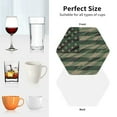 thumbnail image 6 of Pofeuu Jungle Green Camo USA Flag Print Coasters for Drinks, 4Pack PU Leather Coasters, Bar Drink Coasters for Tabletop Protection, Furniture from Damage-Hexagon, 6 of 6