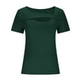 thumbnail image 3 of Mittory Womens Cut Out Cute Tops Trendy Ribbed Asymmetrical Short Sleeve Sexy Fitted T Shirts, 3 of 5