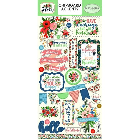 Company Chipboard - Company Flora No.2 6x13 Chipboard Accents, Flora no.2 6x13 chipboard accents By Carta Bella Paper
