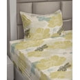 thumbnail image 2 of Ambesonne Floral Fitted & Flat Sheet with Sham 3 Pcs Set, Vintage Flowers Simplified, Twin, Pale Yellow Green and Grey, 2 of 4