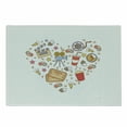 thumbnail image 1 of Movie Theater Cutting Board, Cinema Attribute Love Retro Pattern in the Shape of a Heart Colorful, Decorative Tempered Glass Cutting and Serving Board, Small Size, Multicolor, by Ambesonne, 1 of 1