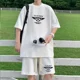thumbnail image 3 of Conjunto de verano para hombre, camiseta con estampado de gofres, pantalones cortos, traje, diseño de marca elegante, pantalones deportivos de moda, conjunto de 2 piezas, 3 of 5