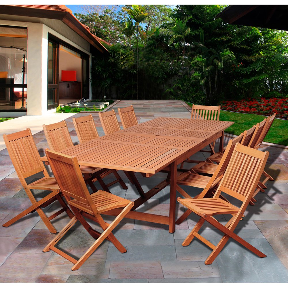 Amazonia Barrett 13Piece Eucalyptus Extendable Rectangular Patio