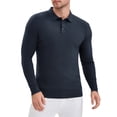 thumbnail image 4 of Camisa de polo de punto de negocios de color sólido de manga larga para hombre L azul oscuro, 4 of 6