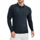 thumbnail image 4 of Camisa de polo de punto de negocios de color sólido de manga larga para hombre L azul oscuro, 4 of 6