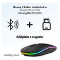thumbnail image 4 of Mouse Inalambrico Recargable Raton Portatil Bluetooth Y Usb Negro RGB, 4 of 5