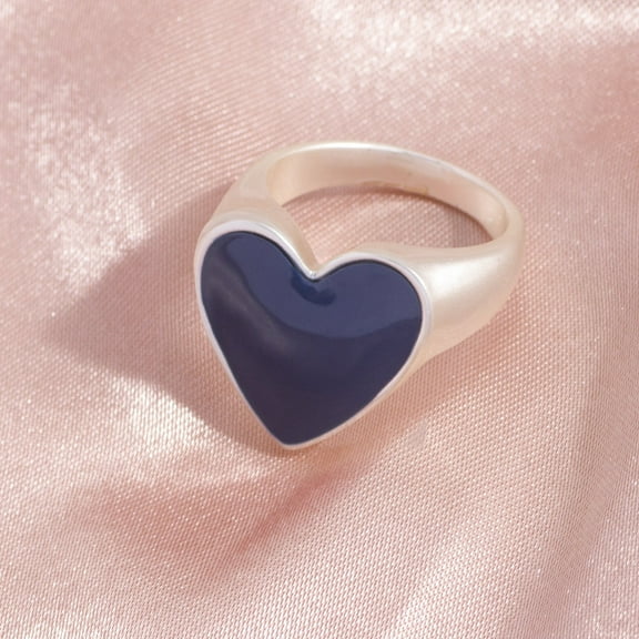 Womens Heart Ring Gold and Silver Alloy Electroplated Fashion Jewelry with Loose Gemstones Heart Shaped Ring European and American Jewelry Travel Souvenir