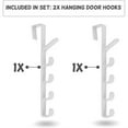 thumbnail image 3 of Duslogis 5 Layers Over The Door Hook Organizer Rack Hanger Backpack Handbag Door Hook, Pack of 2 (White), 3 of 8