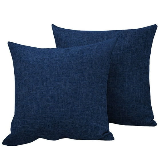Hongan Funda de Almohada Funda de Almohada Decorativa Amarilla para Sofá Fundas de Almohada Cuadradas de Lino Rústico para el Hogar para Decoración Del Sofá Del Hogar 18 " 18" 4 Pzas Azul Oscuro