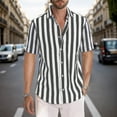 thumbnail image 2 of QBGSAY Mens Shirts Summer Beach Casual Yarn Dyed Striped Lapel Short Sleeved Shirt Classic And Comfortable Top, 2 of 7