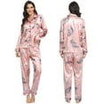 thumbnail image 1 of DEBGFS Ensemble de Pyjamas à Motif Floral pour Femmes, Vêtements de Nuit Boutonnés, Vêtements de Détente, Pyjamas à Manches Longues, Ensemble Deux Pièces, Haut et Pantalon, Rose, m, 1 of 8