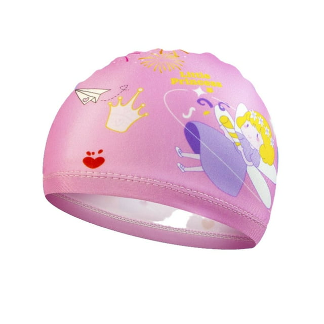 4Pcs Swimming Hats Quick Dry High Elastic Non-slip Seamless Fit Cartoon Pattern Protective Nylon Stretchy Kids Swimming Hats Cute